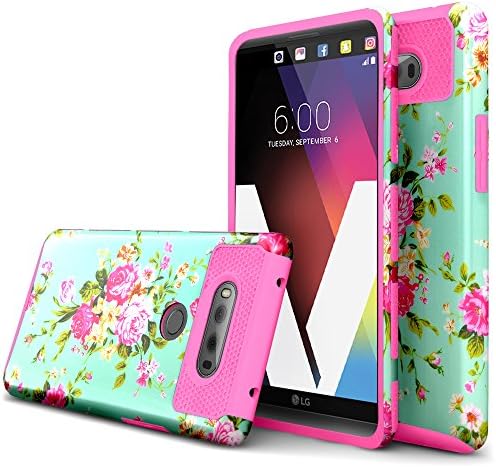 LG V20 Case,Opretty [Premium Rugged] High Impact Heavy Duty Dual Layer Hard PC Outer and Shell with Soft Rubber Inner Armor Hybrid Protective Cover For LG V20- Rose/Flower (Rose/Flower)