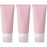 3PCS 60ml/2oz Empty Refillable Pink Soft Silicon Squeeze Tube Portable Travel Bottle Cosmetic Containers Storage Holder For Cream Lotion Facial Cleaner Shampoo Shower Gel Toiletries