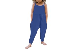 Kislio Toddler Baby Girls Jumpsuit One Piece Mermaid Romper Sleeveless Strap Summer Outfits Pockets Clothes 1-6 Years