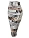 MBJ WB1304 Womens Print Midi Pencil Skirt L Black_Brown