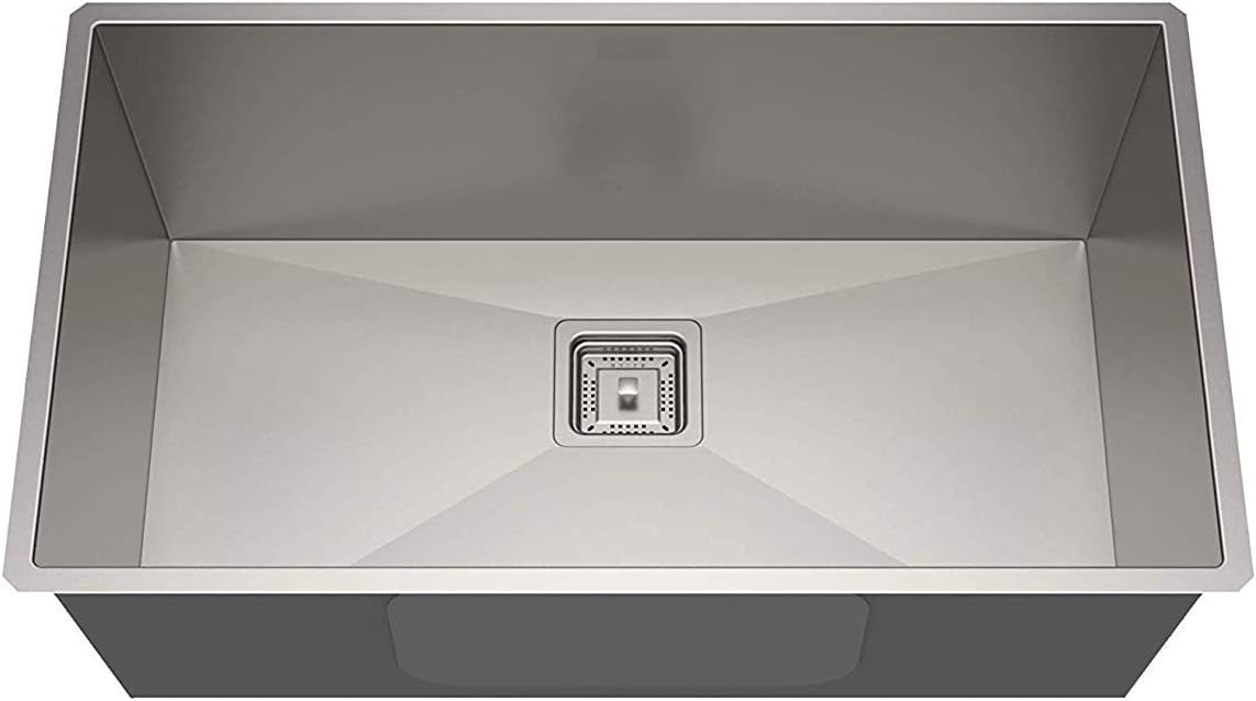Anwaliya Garnet Series Hand Made, Satin Finish Stainless Steel Kitchen Sink with Coupling, Waste Pipe & Fruit Basket (Chrome)