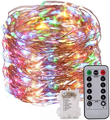 LED String Lights Battery Operated,33ft 100 LED Waterproof Decorative Lights,Starry Fairy Lights with Remote for Christmas Bedroom Patio Yard, Wedding,Parties(Copper Wire Lights,Multi-color)