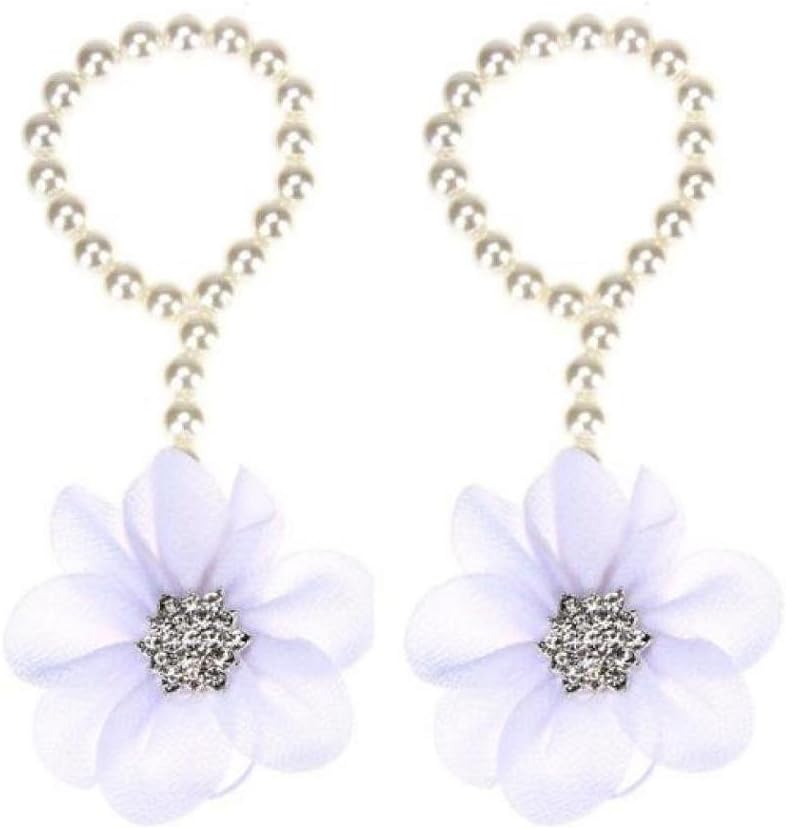 Girls Foot Ring, SHOBDW 1Pair Baby Infant Toddler Pearl Chiffon Barefoot Foot Flower Beach Party Sandals Gifts