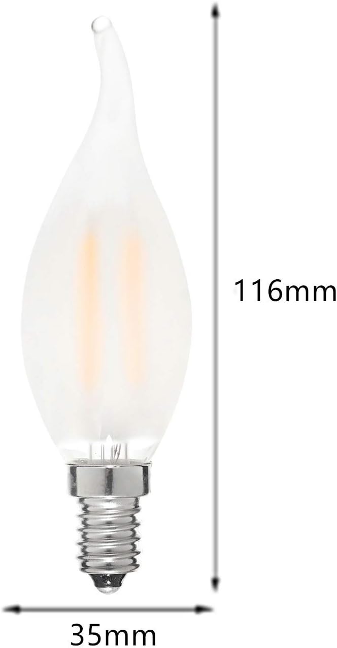 6 Pack Dimmable E14 Bulb LED Candle Light Bulb 4W 220V Frosted Flame Lamp Glass C35 360 Degrees Beam Angle Vintage Edison Home Chandelier Bulb Warm White 2700K - Image 3