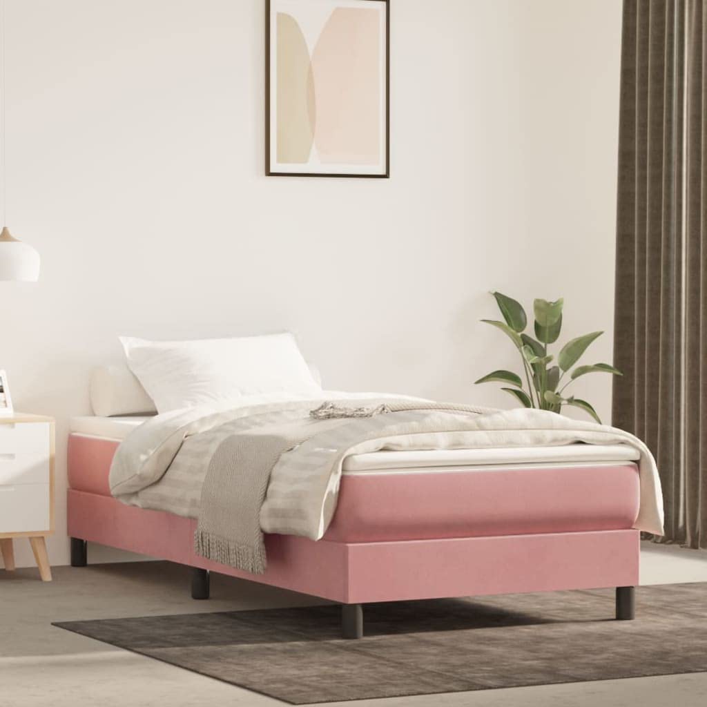 vidaXL Taschenfederkernmatratze Mittel Matratze Bett Matratzen Taschenfederkern Federkernmatratze Schaumstoffmatratze Rosa 90x190x20cm Samt 2