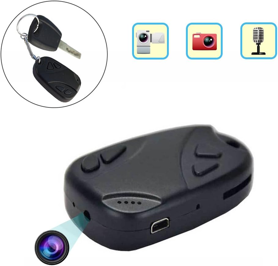 Cainda Hidden Spy Camera Keychain 480P, Portable Mini DV Cam for Recording and Noting, Micro Car Key Security Camera for Home and Office Surveillance
