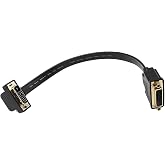 zdyCGTime DVI Extension Cable, 1FT Flat Slim DVI-D Dual Link 24+1 Digital Video 90 Degree Angle Male to DVI Female Extension Cable