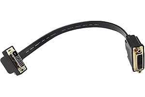 DVI Extension Cable zdyCGTime 1FT Flat Slim DVI-D Dual Link 24+1 Digital Video 90 Degree Angle Male to DVI Female Extension C