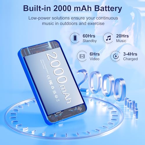 Fanvace Android MP3 Players with Bluetooth WiFi, MP3 & MP4 Players with 4" Touchscreen and Speaker, Spotify MP3 Music Player with Audible, Amazon Music, Play Store (16GB, Blue)