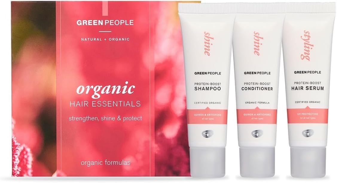 Green People Organic Hair Essentials Set - For Shine & Volume - Silicone & SLS Free - Vegan, Organic & Cruelty Free