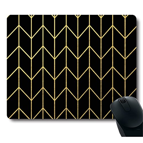 Gold Yellow Chevron Black Background Modern Mouse Pad