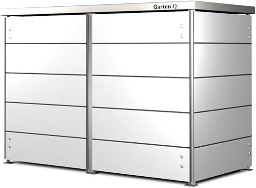 Garten Q Trash 2 Mulltonnenbox Mulltonnenhaus Fur 2 Mulltonnen Bis 240 Liter Wetterfest Aus Hpl Trespa Hohe 120 Cm Breites Streifendesign Amazon De Garten