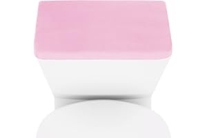 AZHCHKE Stretch Velvet Toilet Tank Lid Cover for Bathroom Super Soft Toilet Tank Cover Luxury Velvet Plush, with Elastic Bottom, Machine Wash, Pink