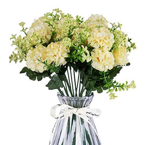 Fsals Hydrangea Artificial Flowers White Mini Artificial Chrysanthemum Ball Flowers Bouquet 5 Heads Plastic Silk Hydrangea Flowers With Stems For Decoration Wedding Party Wall Backdrop Panel Pricepulse