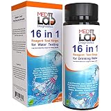 16 in 1 Drinking Water Test Kit Strips, 100 cnt. Home Water Quality Test for Tap Water, Pool, Spa. Strips for Water Hardness, Total Chlorine, Mercury, Lead, Aluminum, Fluoride, Iron, pH and More