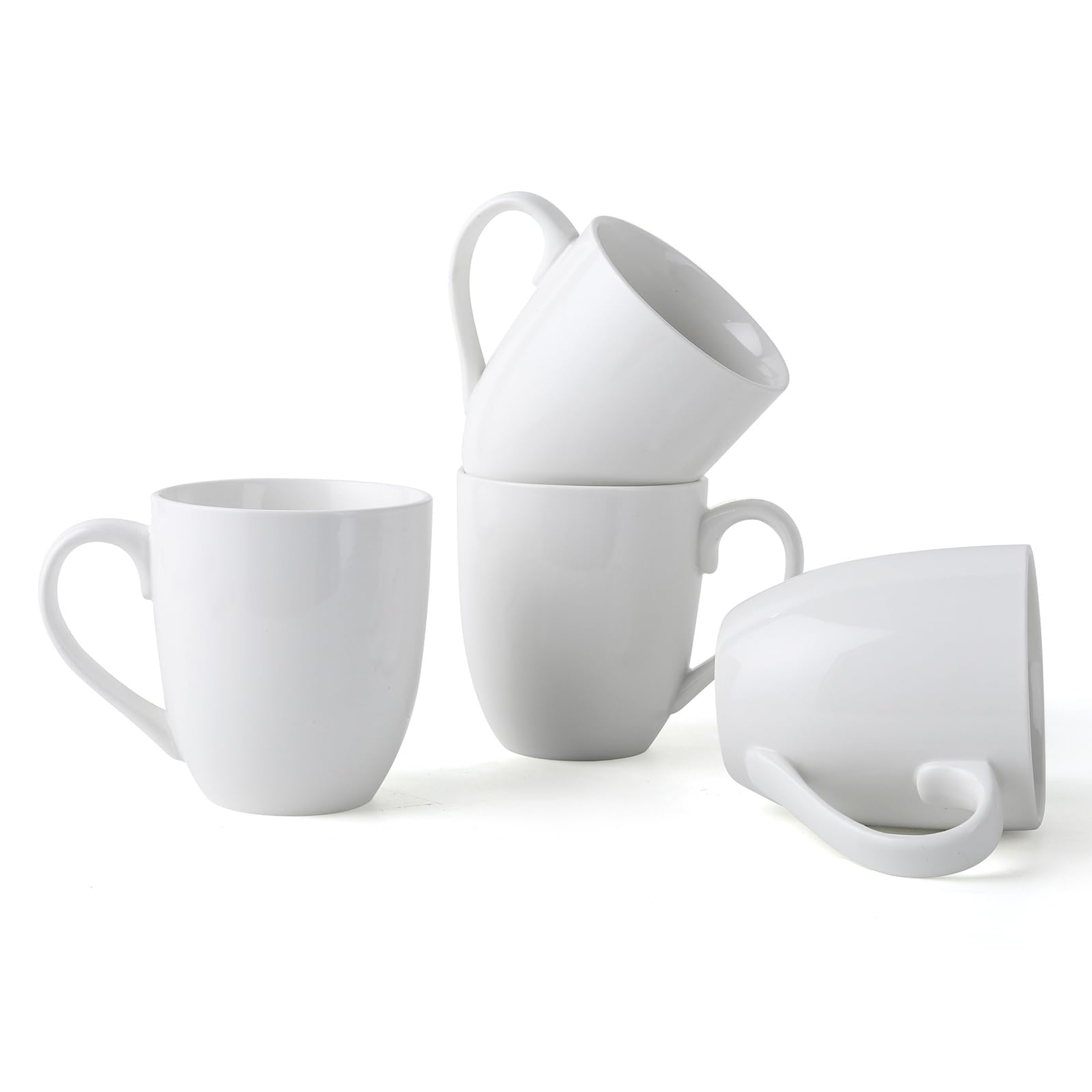 Photo 1 of 16OZ Ceramic Coffee Mugs Set, Large White Coffee Cups with Handles, Porcelain Mug Sets for Milk, Tea, Latte, Mocha, Cocoa, Cappuccino, Dishwasher Safe, Cups Gift for Holiday & Anniversary (4PCS)