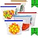 Reusable Silicone Food Bag | Reusable Freezer Bags | Reusable Food storage Bags for Sous Vide, Liquid, Snack , Sandwich | Preserving And Cooking with Reusable silicone bags | 3 Large + 3 Medium