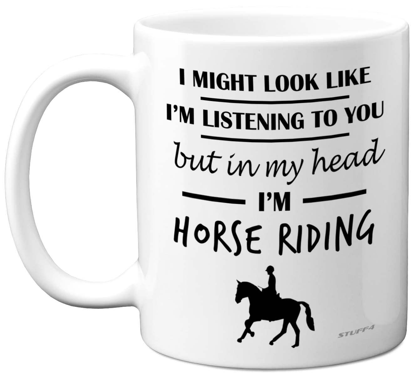 Stuff4 Horse Gifts for Women Men - in My Head I'm Horse Riding - Riding Gifts for Lovers, Mugs Girls, Rider 11oz Ceramic Dishwasher Safe Premium Mugs Cup