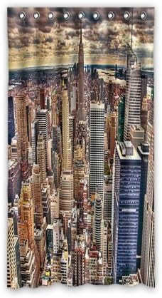 Shading Blackout Thermal Insulation Window Curtains Custom Beautiful Sunset New York City Skyline Window Window Curtain 52" x 96" Inch - 1 Piece