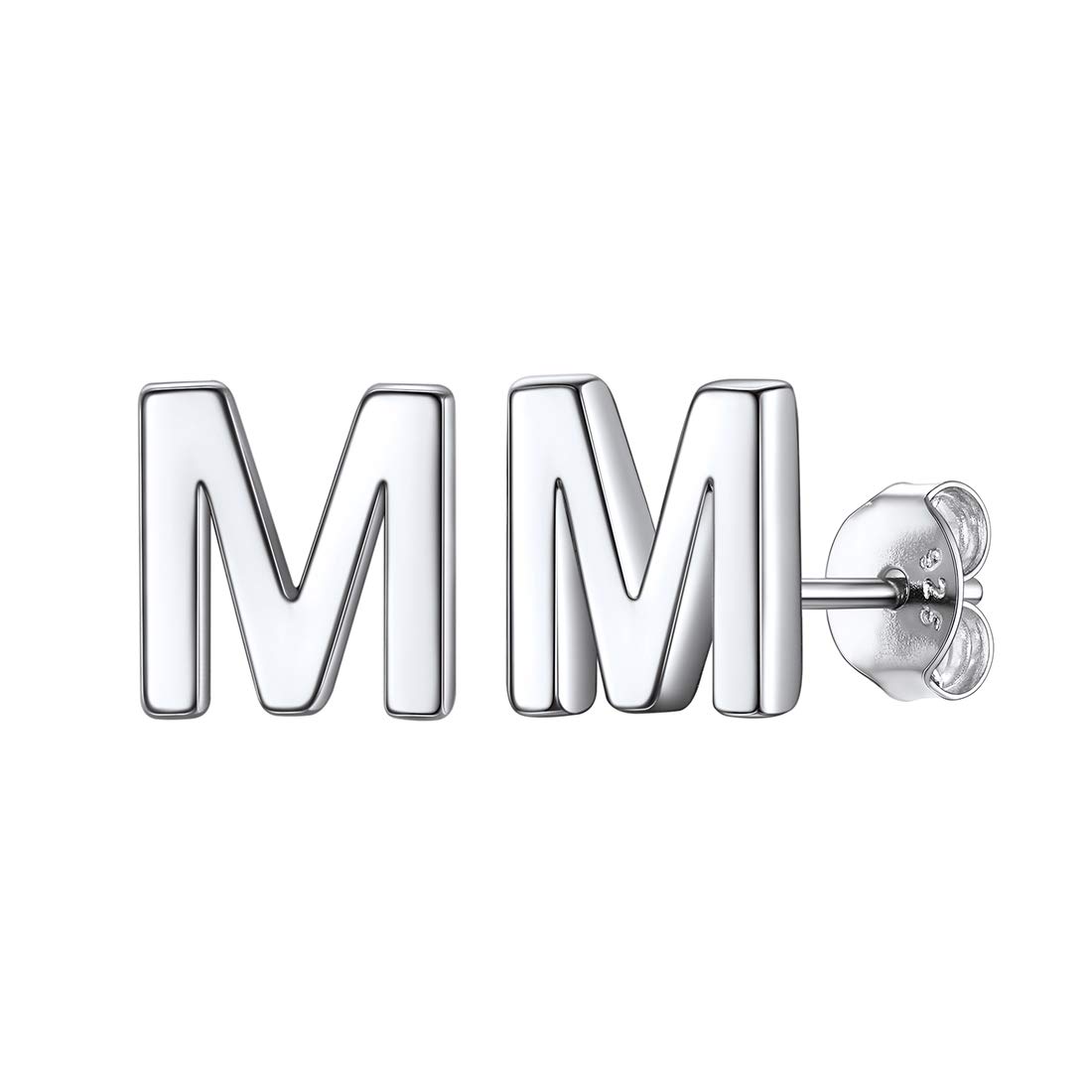 ChicSilver Letter M Stud Earrings Sterling Silver Tiny Earring Name Jewelry Delicate Initial Studs for Women