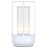 Portable Outdoor Table Lamp, Cordless Dimmable Touch Table Light, Rechargeable Battery Operated Small Lamp with 3 Colors and 