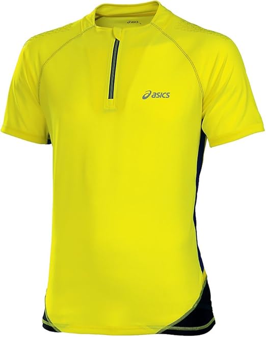 ASICS Fuji Half-Zip Short Sleeve T-Shirt - XX Large - Yellow at Amazon Menâs Clothing store 
