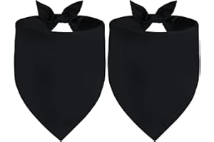 Agroon Blank Dog Bandanas Black XLarge 2PCS, DIY Solid Cotton Scarf, Durable Triangle Reversible Bibs Handkerchief for Puppy Pet, Personalized Birthday/Party Fun Idea Gift