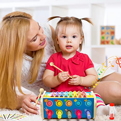 Fajiabao Montessori Toys for 1 2 Year Old Wooden Hammering Pounding