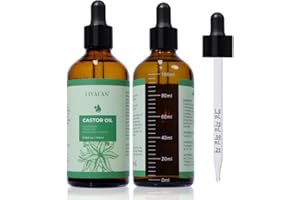 LIYALAN Pure Castor Oil,Cold Pressed, Unrefined,Hair Oil For Thicken Hair Nourish Hair&Scalp, Hair Care Glass Bottle,For Face Body Massage, Carrier Oil,Skin Care,3.38 fl oz