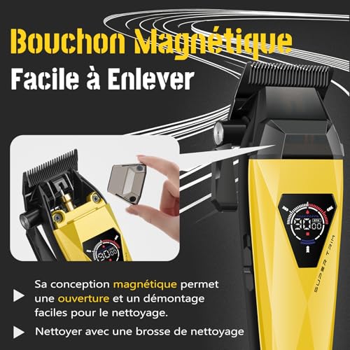 VGR 877S3 Professional Men's Hair Clipper Set, Titanium Coated Cordless Shaver, Trimmer Finish Set with 8000/9000 RPM Motor, Men's Hair Styling Kit with Charging Station, LED Display, Gold