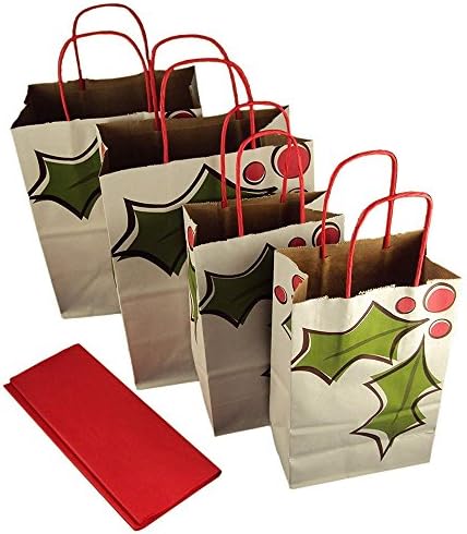 Small Gift Bag With Handle, Party Bags, Gift Bags With Tissue, Christmas Gift Bags - Highpoint Packaging Holiday Gift Bag Set - 4 Pc Set. Bulk Lot of 5 Sets - 20 Bags.