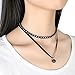 FIBO STEEL Leather Chain Necklace for Women Girls Choker Tassel Necklace Velvet 4PCS