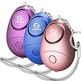 WOHOME Safe Personal Alarm, 3 Pack Safesound Personal Alarm with LED Light Emergency Safety Alarm Keychain for Women, Girls, Kids, Elderly, 3-Color