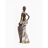 African Statue Women Statue Retro Lifelike African Figurines African Statues and Sculptures Vintage Aesthetic Ornaments for Home Office Decoration Art Crafts(Gold)