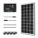 Renogy 100 Watts 12 Volts Monocrystalline Solar Starter Kit w/ 100W Solar Panel + 30A PWM Negative ground Charge Controller + MC4 Connectors +Tray Cable+ Mounting Z Brackets for RV, Boat