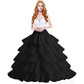 Women's Crinoline Petticoat Underskirt 4 Hoops Skirt 5 Ruffles Layers Ball Gown Half Slips for Wedding Bridal Dress White