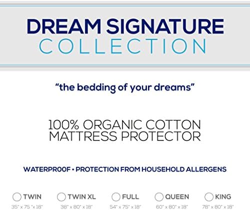 Dream Signature Collection Organic Smooth Cotton Mattress Protector, Queen