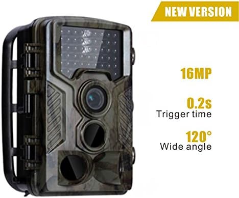 Oikkei 16MP HD Wildlife Camera Train & Game Home Security, Infrared Scouting Cameras 1080P Night Vision up to 65ft with 46pcs IR LEDs PIR 120 Degree and IP56 Waterproof