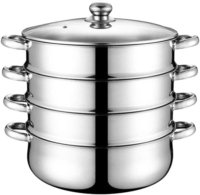 Stainless Steel Steamer Pot, 2/3/4 Tier Steamer Stack and Steam Pot Set