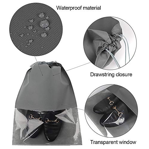 SGHUO 24pcs Travel Shoe Bags, Non-Woven Shoe Storage Organizer with Clear Window for Men and Women, 3 Colors