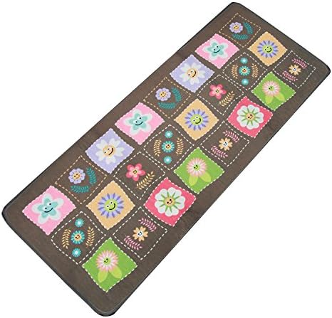 LLRY Washable Kitchen Floor Flannel Rug Non-slip Bath Mat Carpet Door Mats Super Absorbent (Flower, 50x120CM)