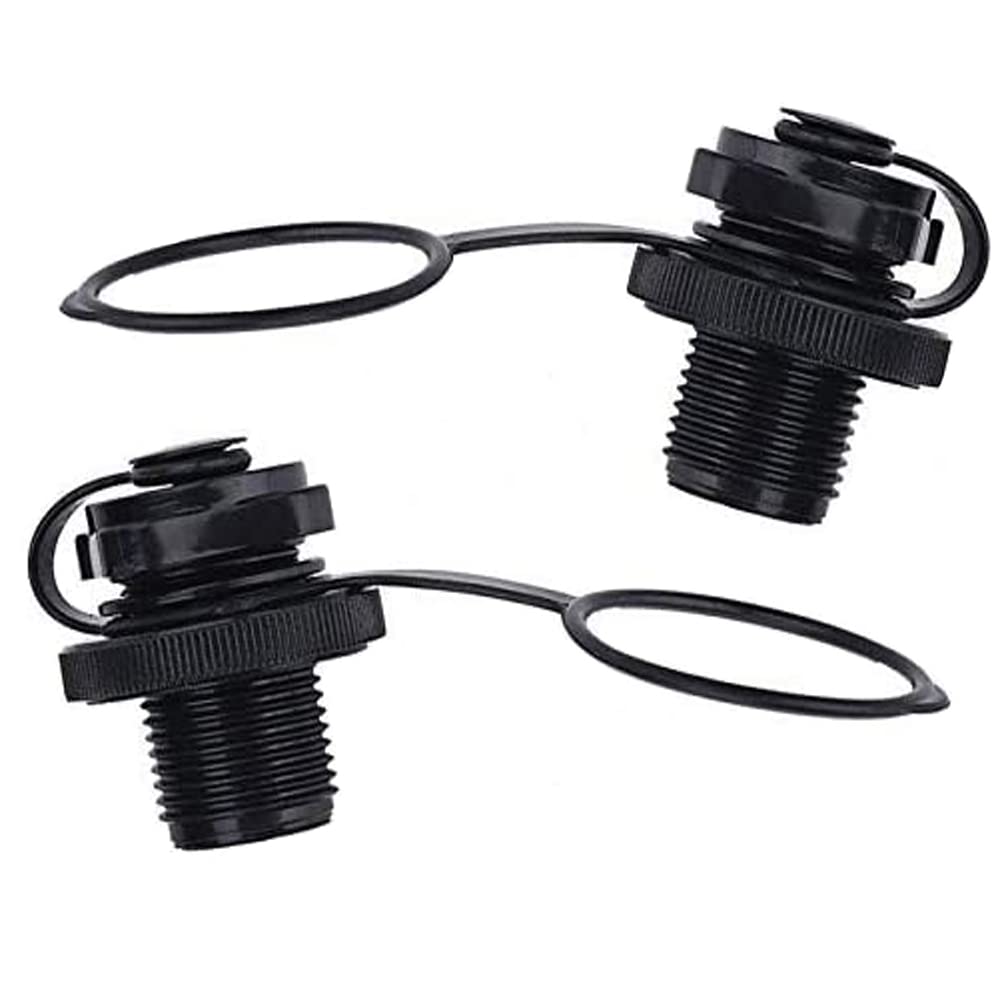 Xrten Inflatable Boat Valve,Spiral Air Plugs Replacement Screw For Inflatable Boat Fishing Boats Raft Airbed, 2 Pcs Black