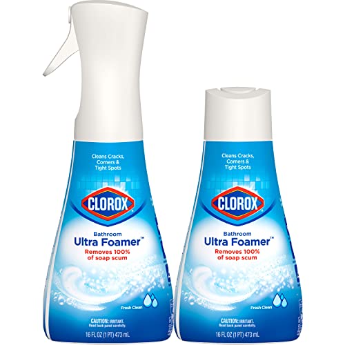 CLOROX BATHROOM ULTRA FOAMER, HOUSEHOLD ESSENTIALS, FRESH CLEAN, 1 SPRAY AND 1 REFILL, 16 FL OZ EACH (PACKAGE MAY VARY)