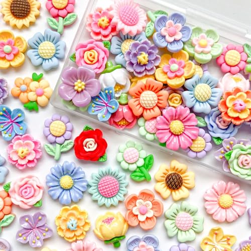 TANOKOX デコパーツ ミックス かわいい ホイップデコパーツ レジンパーツ お菓子 スイーツ 食べ物 福袋 樹脂貼付けパーツ 樹脂カボション 可愛い デコレーションパーツ （フラワーモチーフ） の商品画像