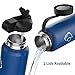 BUZIO Double Wall Stainless Steel Sports Water Bottle, BPA-Free Flex Cap and Straw Lid, 40 Ounces, Cobalt
