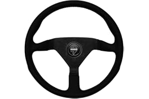 MOMO Motorsport Montecarlo Alcantara Steering Wheel Black Alcantara Grip Black Brushed Anodized Spoke Black Stitch Black Horn Button 350mm - MCL35AL1B