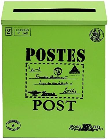 Doitb Vintage Iron Outside Wall Mount Post Box Mailbox Letterbox Photography Props Mural Wedding Bar Cafe Window Display Outdoor Mailboxes Home Decoration 30x23x6cm (Green)