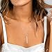 Barogirl Simple Necklaces Jewelry Vertical Feather Bar Pendant Necklace Long Chain for Women (Silver A)