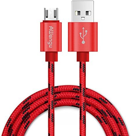 Micro USB Cable Android, Awengu Extra Long 6Ft High Speed Braided 2.0 USB to Micro USB Charging Cable Android Charger Sync Data Cord for Samsung Galaxy S4 S5 S6 Edge S7,Note 3 4 5,Nexus,Red
