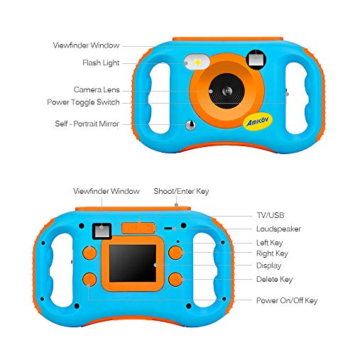 AMKOV WiFi Kids Camera Rechargeable 1080P HD Digital Children Camcorders with 1.77 Inch LCD Screen, 7-Color Filter Effect, Flash and Mic for Girls/Boys